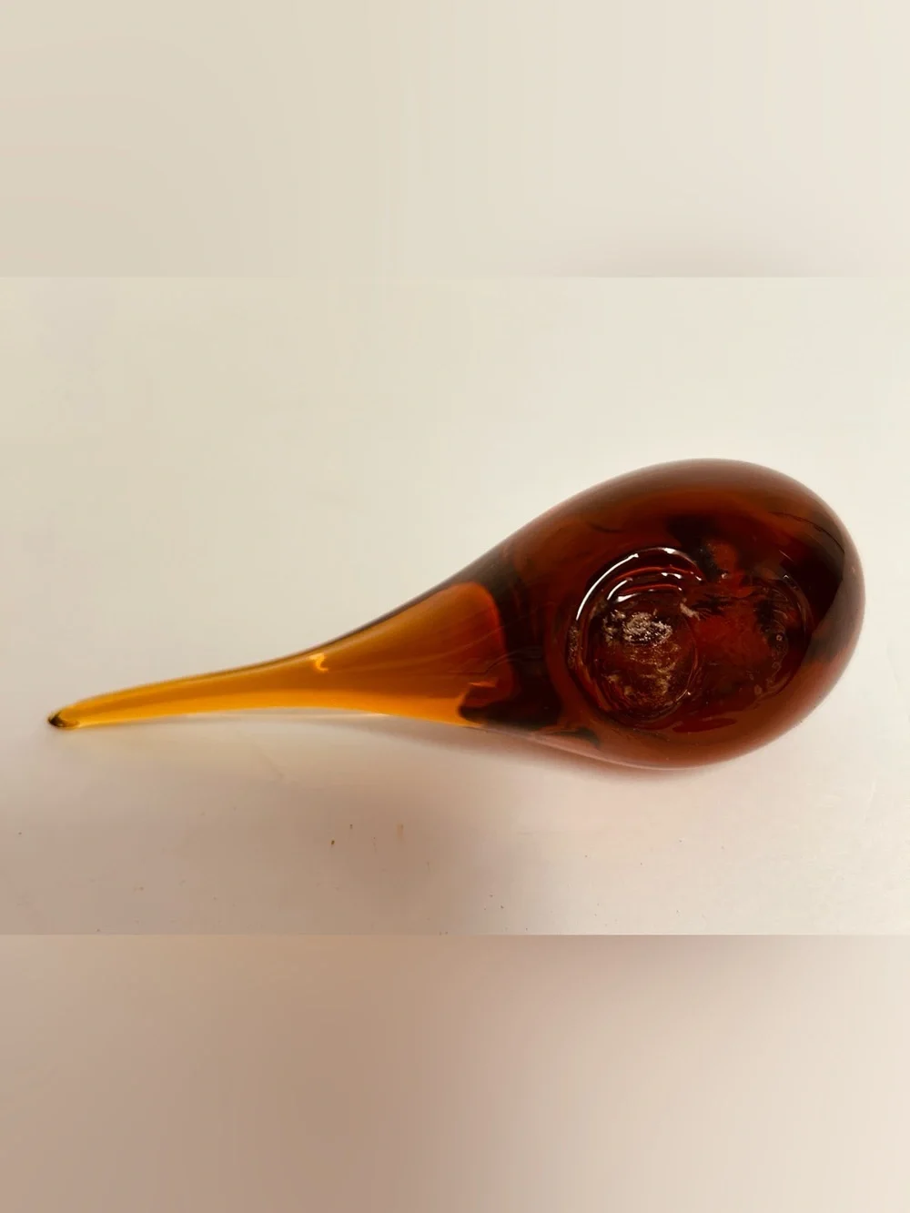 Vintage Pilgrim? Handblown Art Glass Long Tail Amber Bird Figurine Paperweight